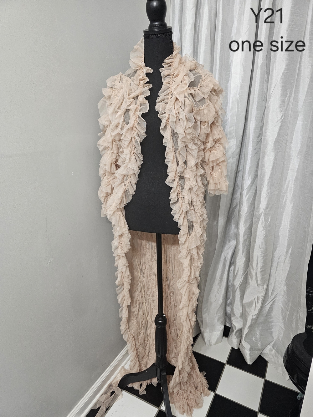 Forever 21 Ruffled Cascade Open-Front Cardigan - Blush